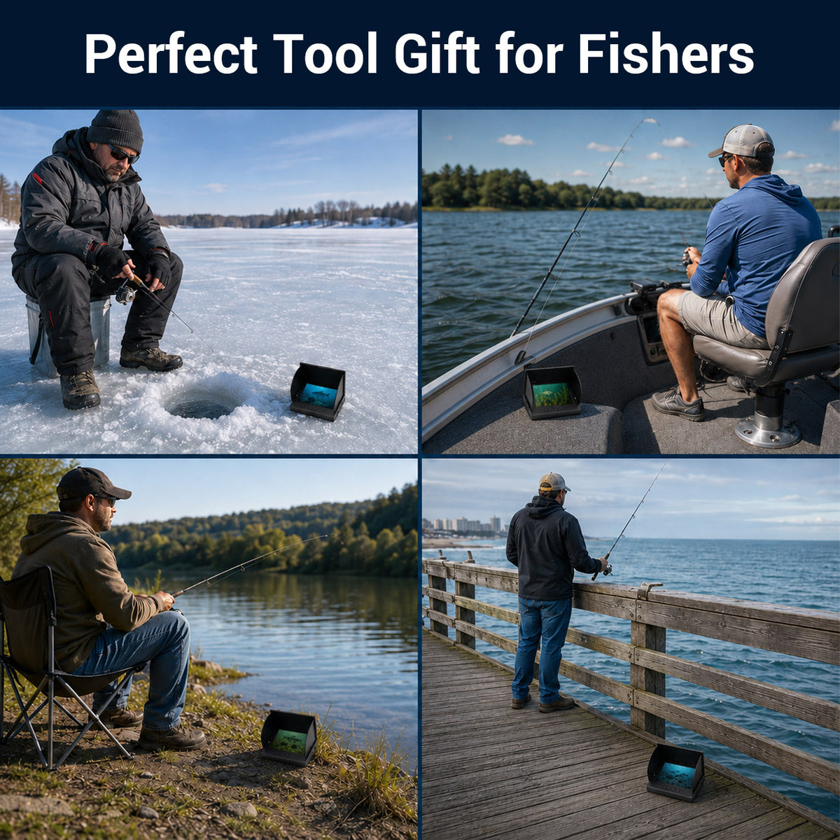 BEYOTTER K9 Underwater Fishing Camera and Fish Finder, Waterproof, Compatible with Various Fishing Gear, Perfect Outdoor Equipment for Men, Father's Day Gift Black