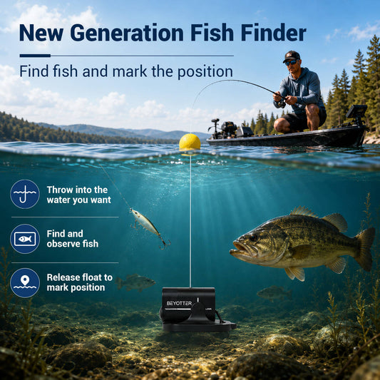 BEYOTTER K9 Underwater Fishing Camera and Fish Finder, Waterproof, Compatible with Various Fishing Gear, Perfect Outdoor Equipment for Men, Father's Day Gift Black